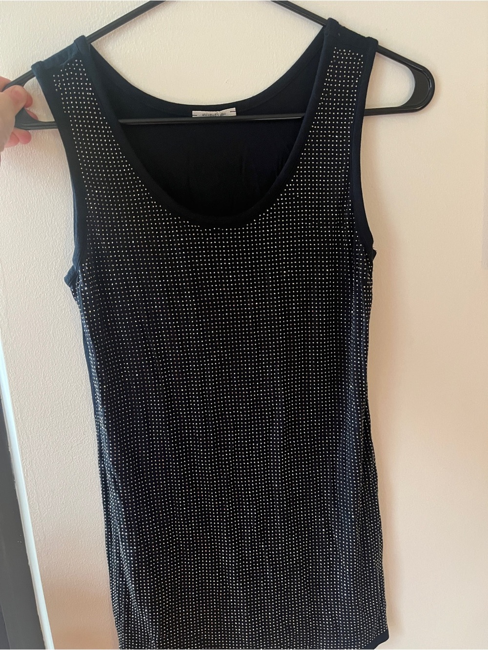 intimissimi Black Tank with Silver Micro-Stud Detail